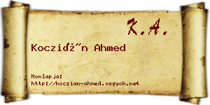 Koczián Ahmed névjegykártya